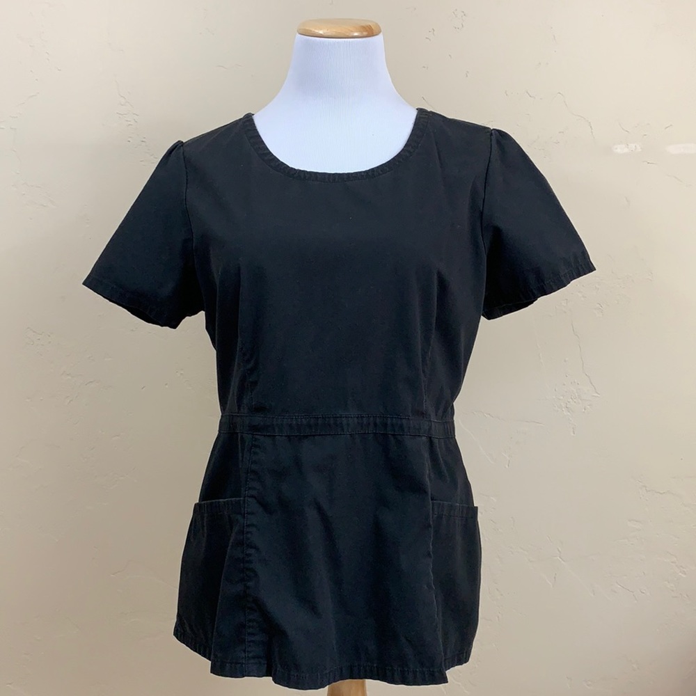 Jaanuu Med Scoop Neck Top 2 Pockets Side Zipper